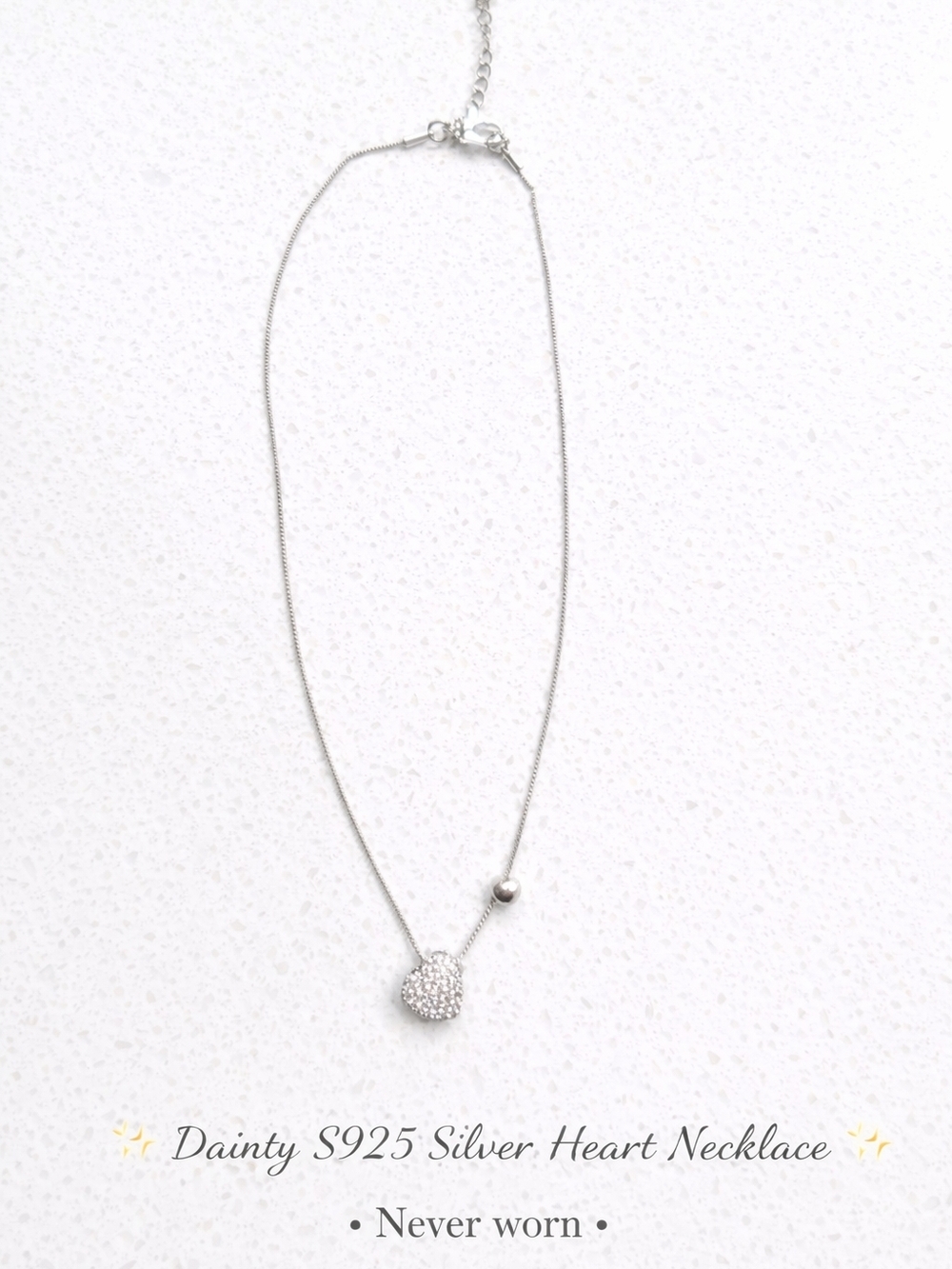 Dainty S925 Sterling Silver Heart Necklace